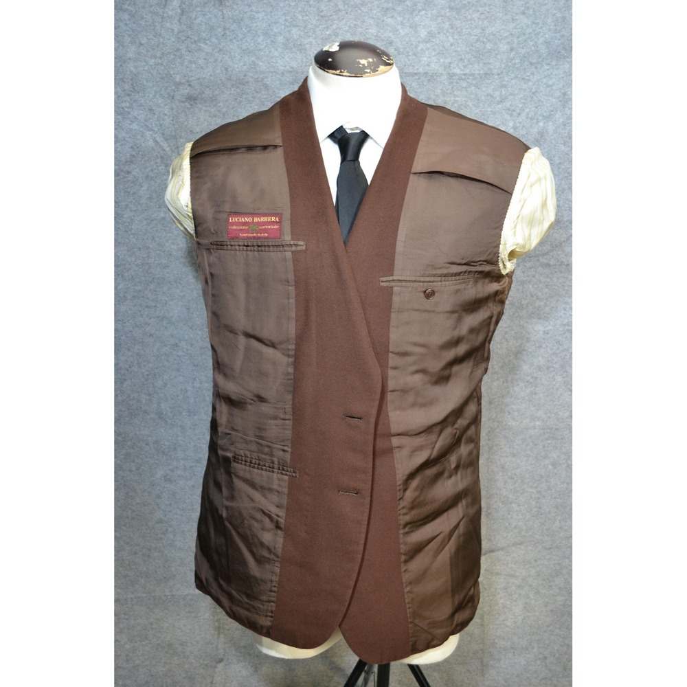 Luciano Barbera Sport Coat Men 42L Brown Cashmere Wool Patch Blazer Jacket Italy - Picture 8 of 16